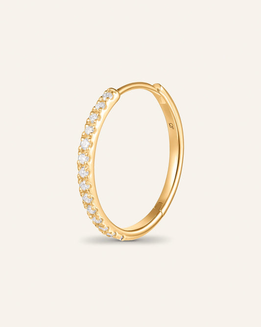 Boucles créoles pavées diamant en or massif 14 carats 585 jaune