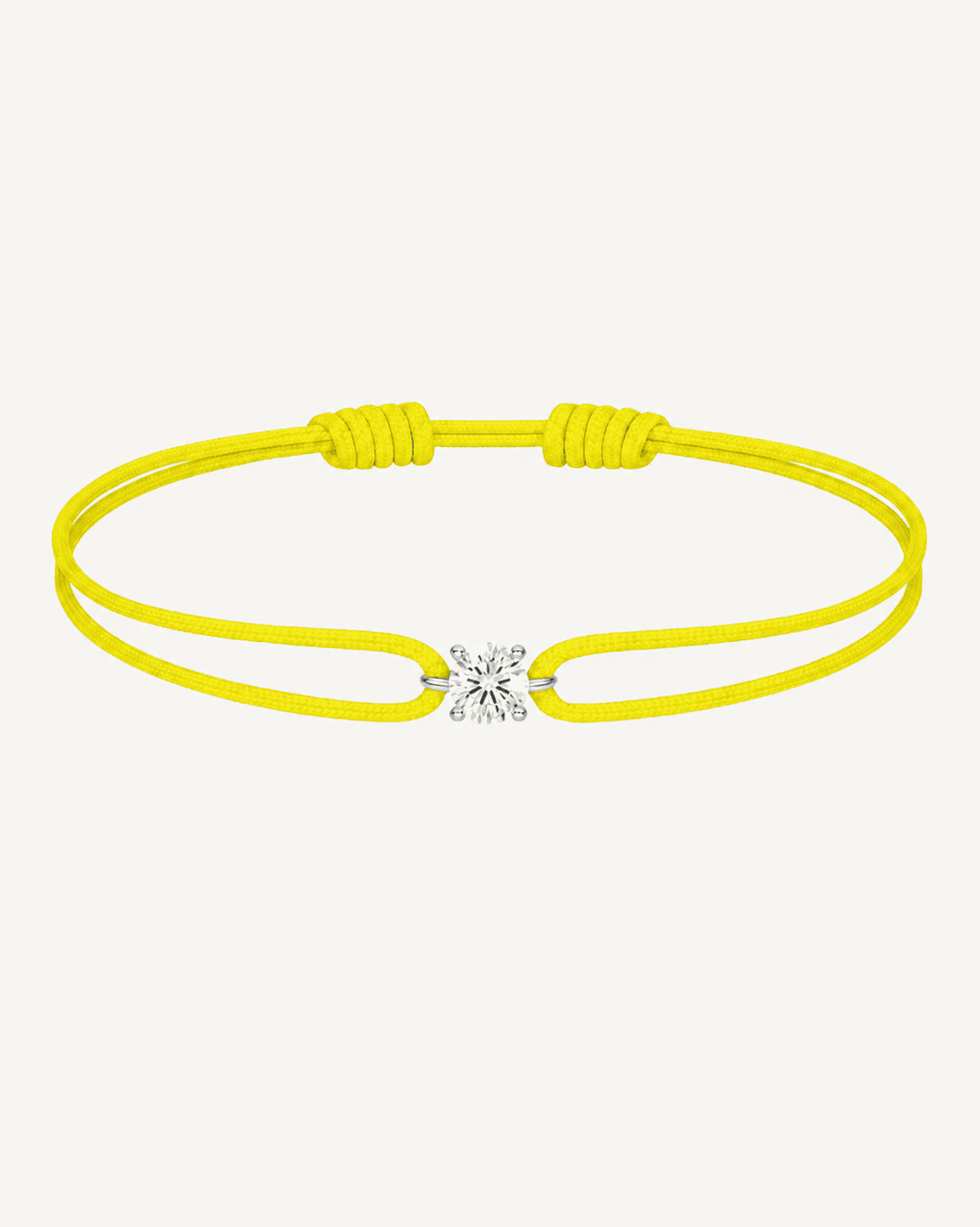 Bracelet cordon jaune diamant 0,15 carat en or massif blanc, ajustable D–E VS+