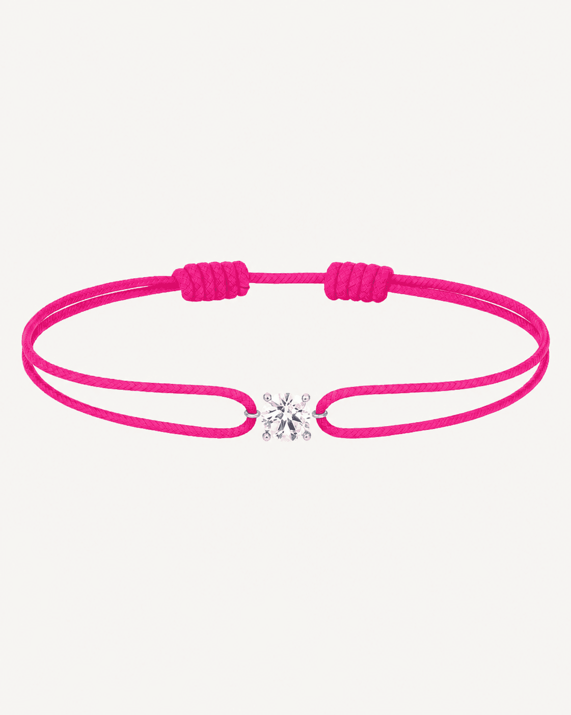 Bracelet cordon rose diamant 0,15 carat en or massif blanc, ajustable D–E VS+