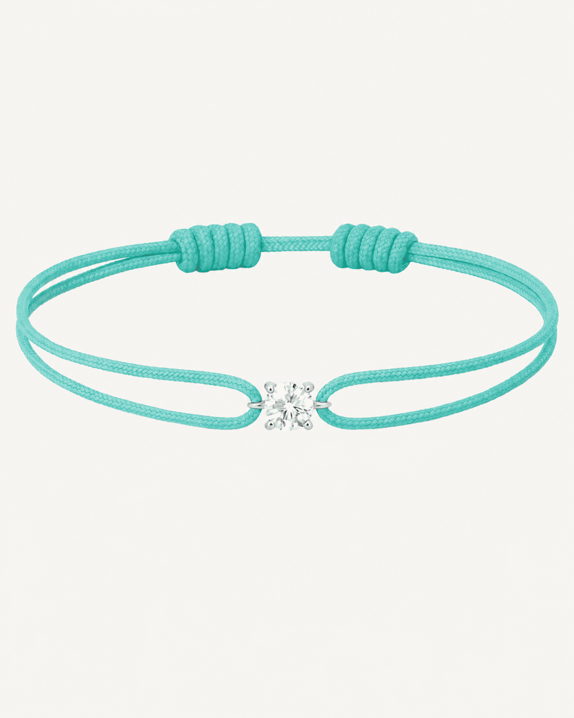 Bracelet cordon vert d'eau diamant 0,15 carat en or massif blanc, ajustable D–E VS+