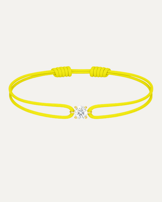 Bracelet cordon jaune diamant 0,15 carat en or massif jaune, ajustable D–E VS+