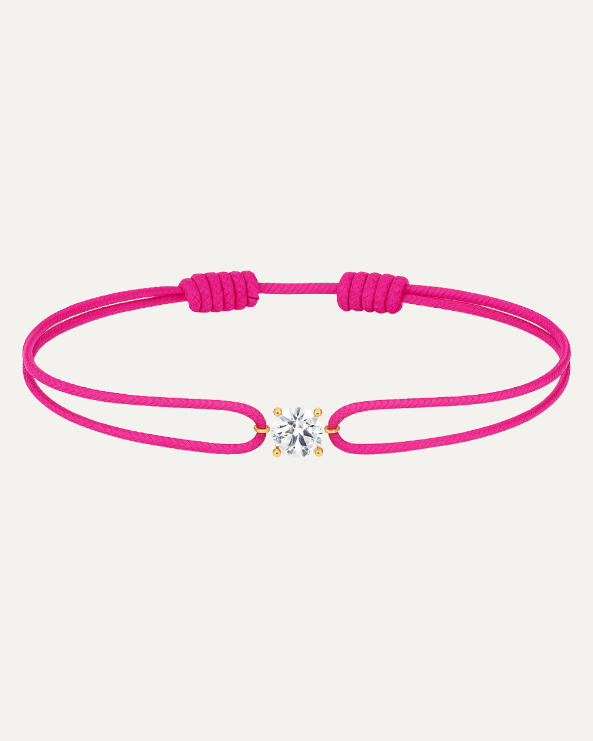 Bracelet cordon rose diamant 0,15 carat en or massif jaune, ajustable D–E VS+