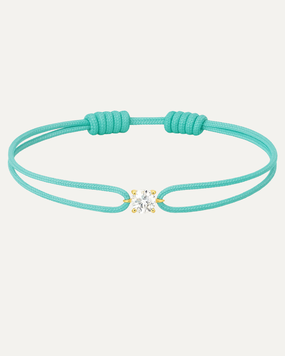 Bracelet cordon verre d'eau diamant 0,15 carat en or massif jaune, ajustable D–E VS+