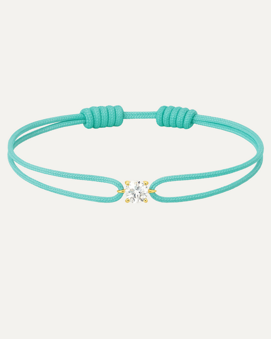 Bracelet cordon verre d'eau diamant 0,15 carat en or massif jaune, ajustable D–E VS+