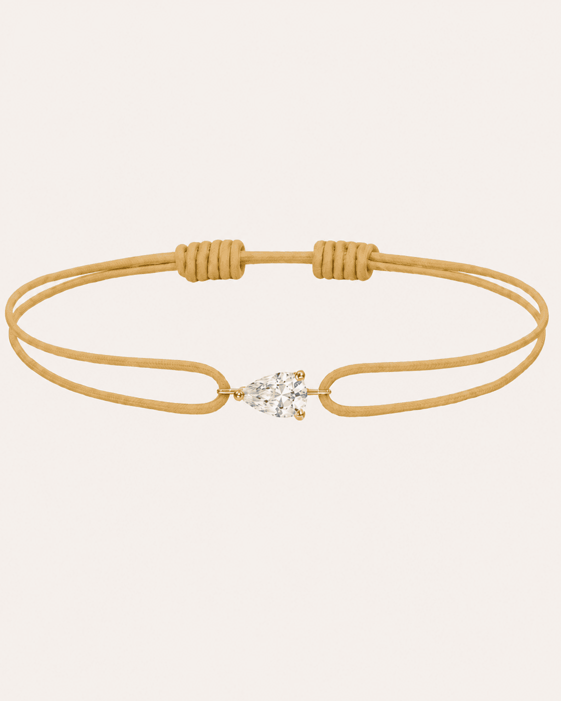 Bracelet cordon jaune LA POIRE Chance — or jaune massif 14 carats diamant synthèse taille poire D–E VS+ DYAMKA