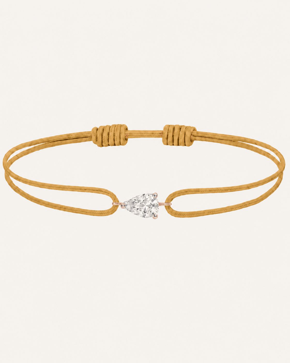Bracelet cordon jaune LA POIRE Chance — or rose massif 14 carats diamant synthèse taille poire D–E VS+ DYAMKA