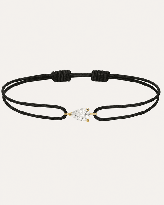 Bracelet cordon LA POIRE Chance — or jaune massif 14 carats diamant synthèse taille poire D–E VS+ DYAMKA