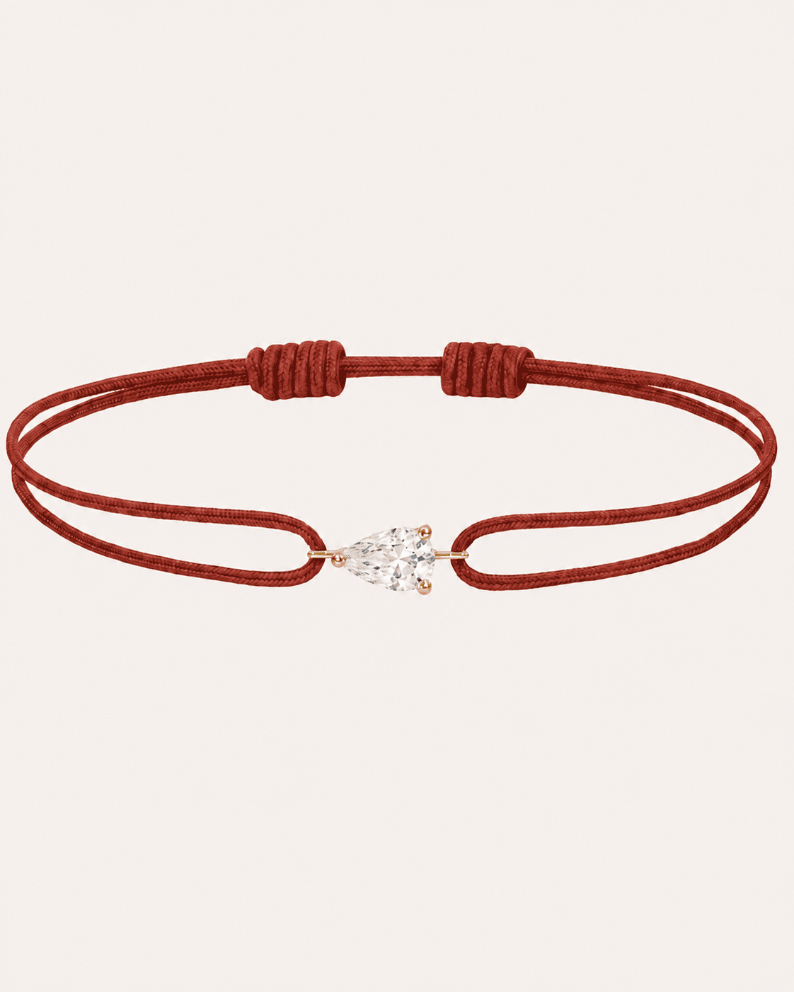 Bracelet cordon rouge LA POIRE Chance — or jaune massif 14 carats diamant synthèse taille poire D–E VS+ DYAMKA