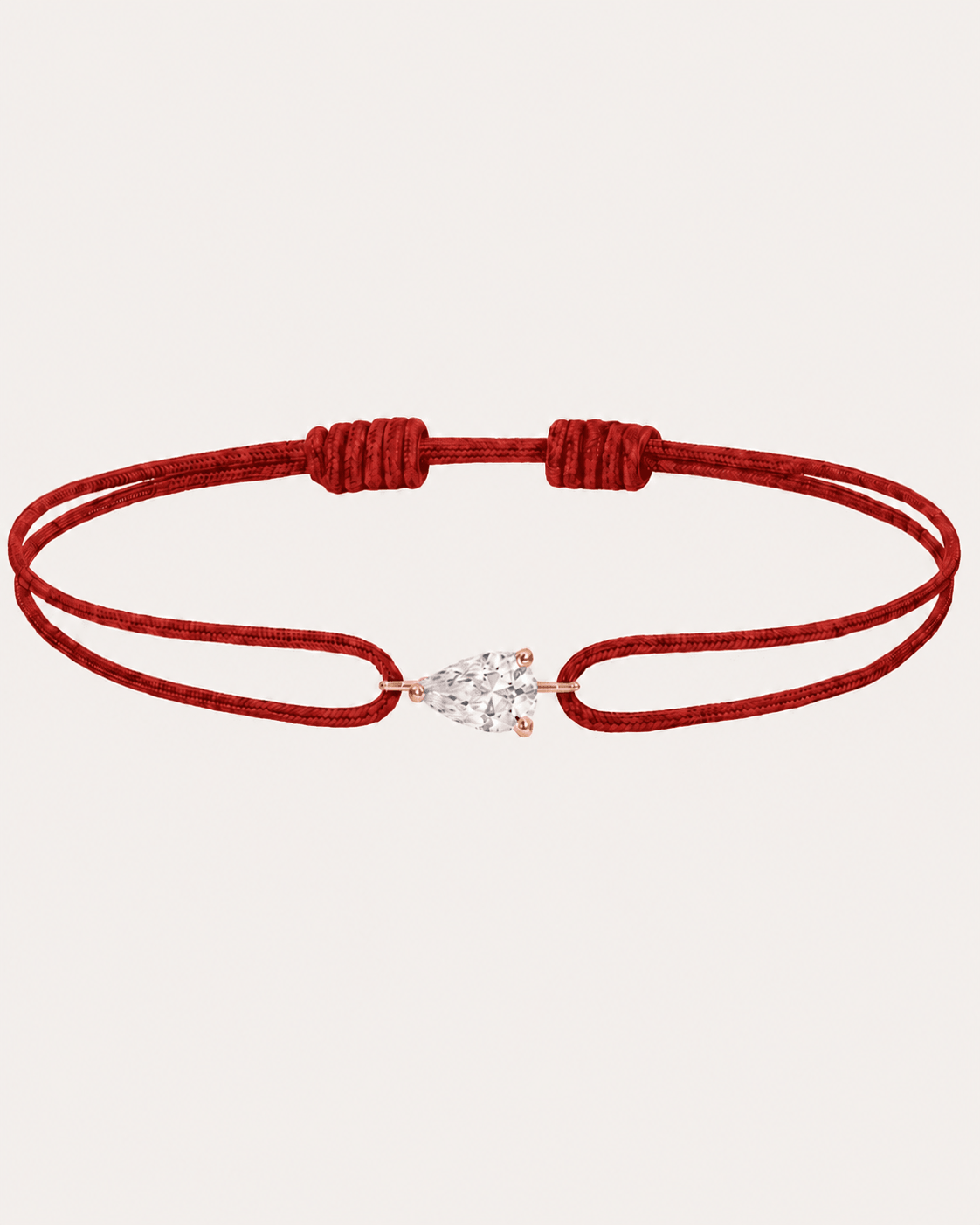 Bracelet cordon rouge LA POIRE Chance — or rose massif 14 carats diamant synthèse taille poire D–E VS+ DYAMKA
