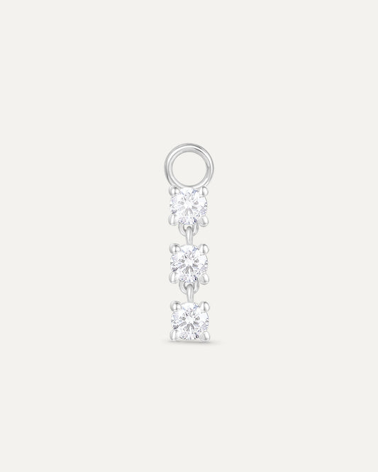 Charm 3 diamants en or massif 375 blanc
