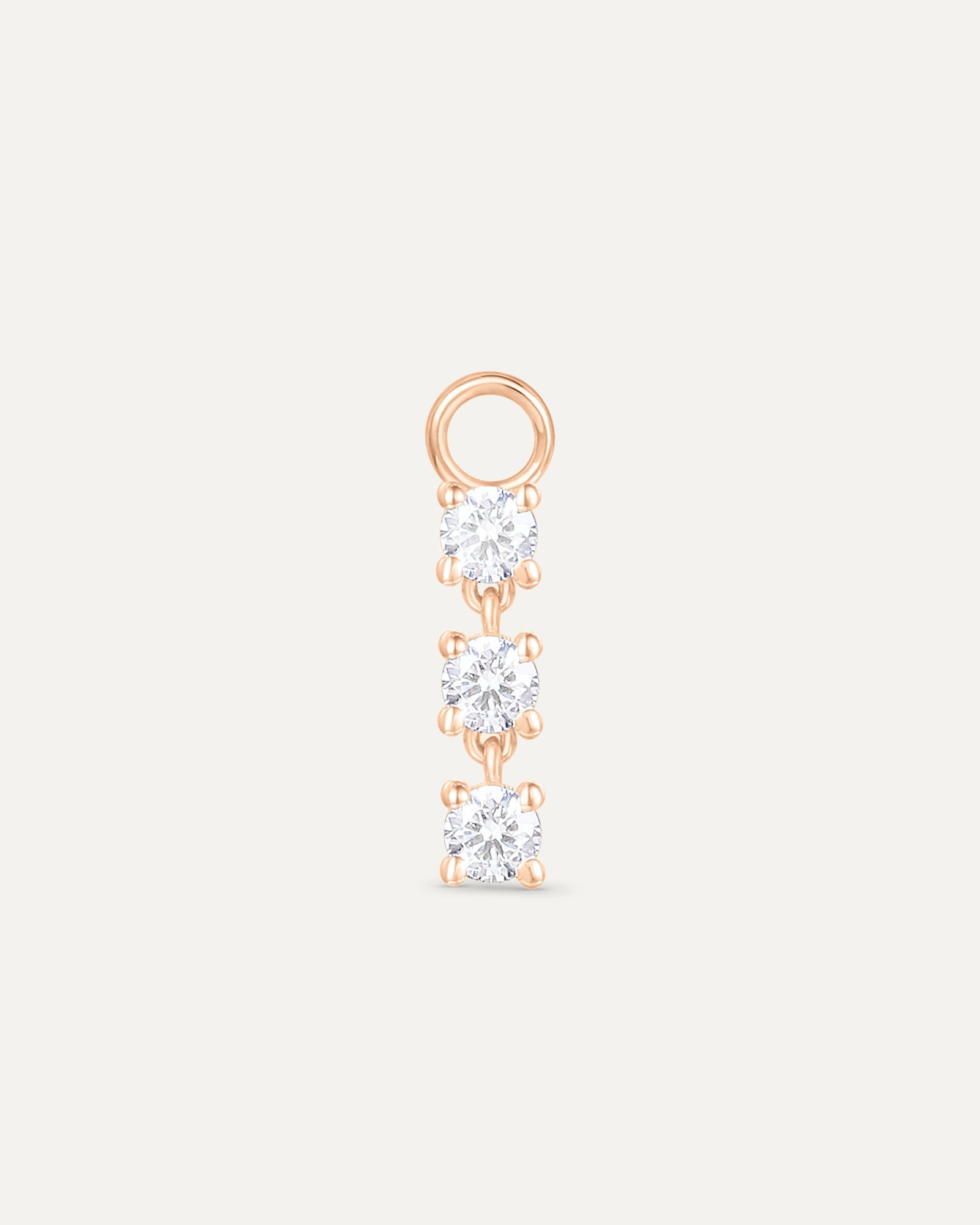 Charm 3 diamants en or massif 375 rose