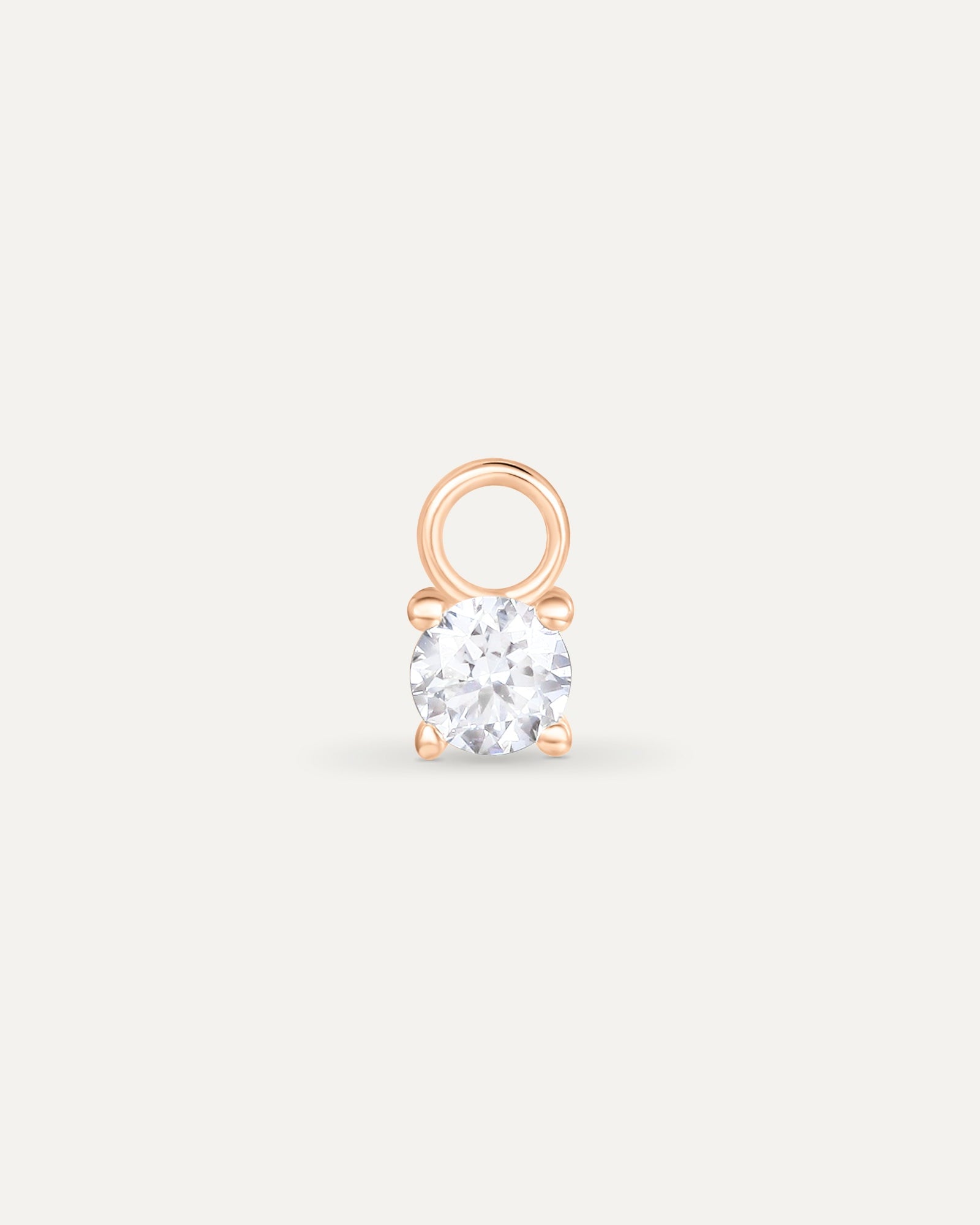 Charm diamant solitaire en or massif 375 rose
