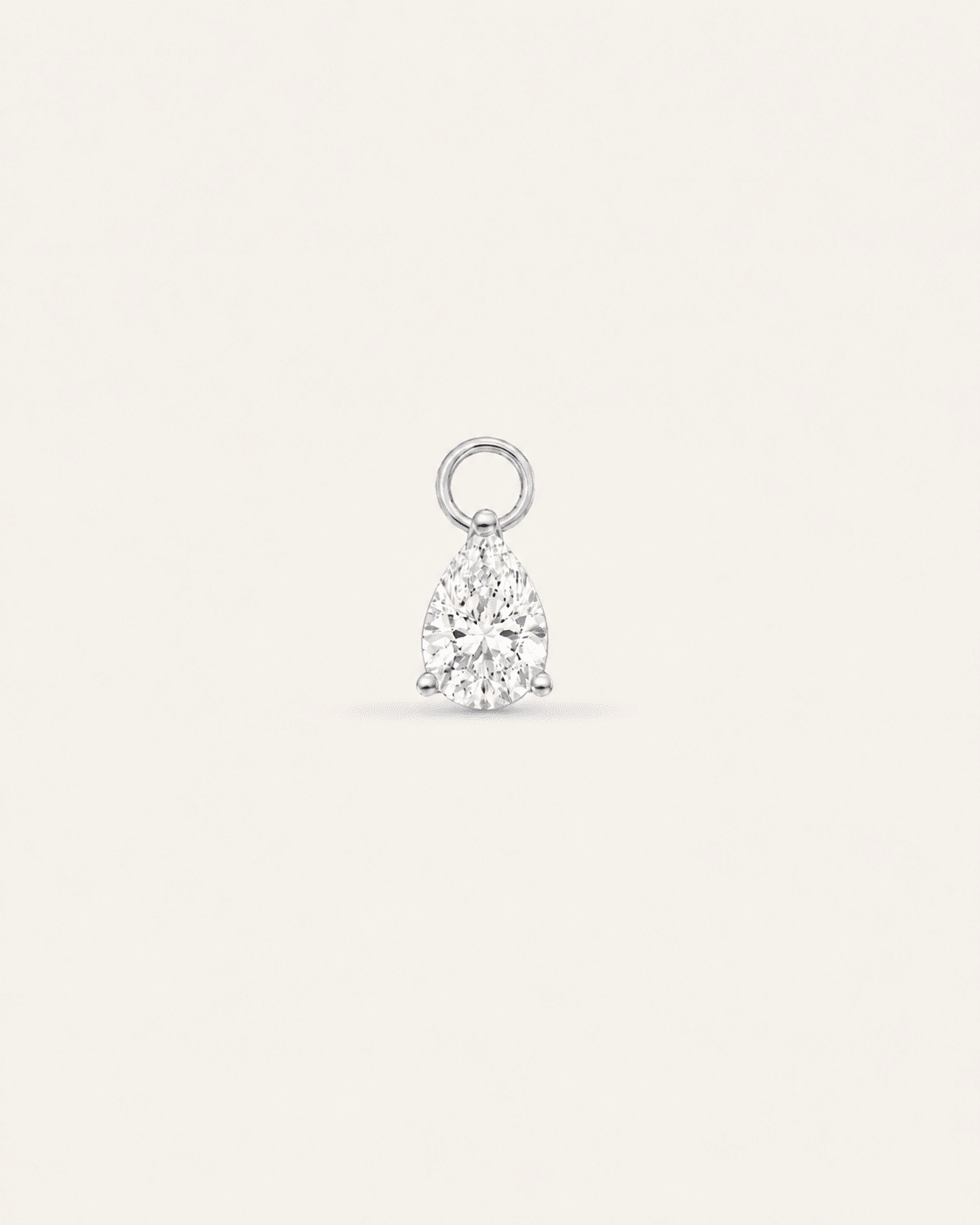 Charm LA POIRE Héritage — or blanc massif 14 carats diamant synthèse taille poire 0,15 ct D–E VS+ DYAMKA