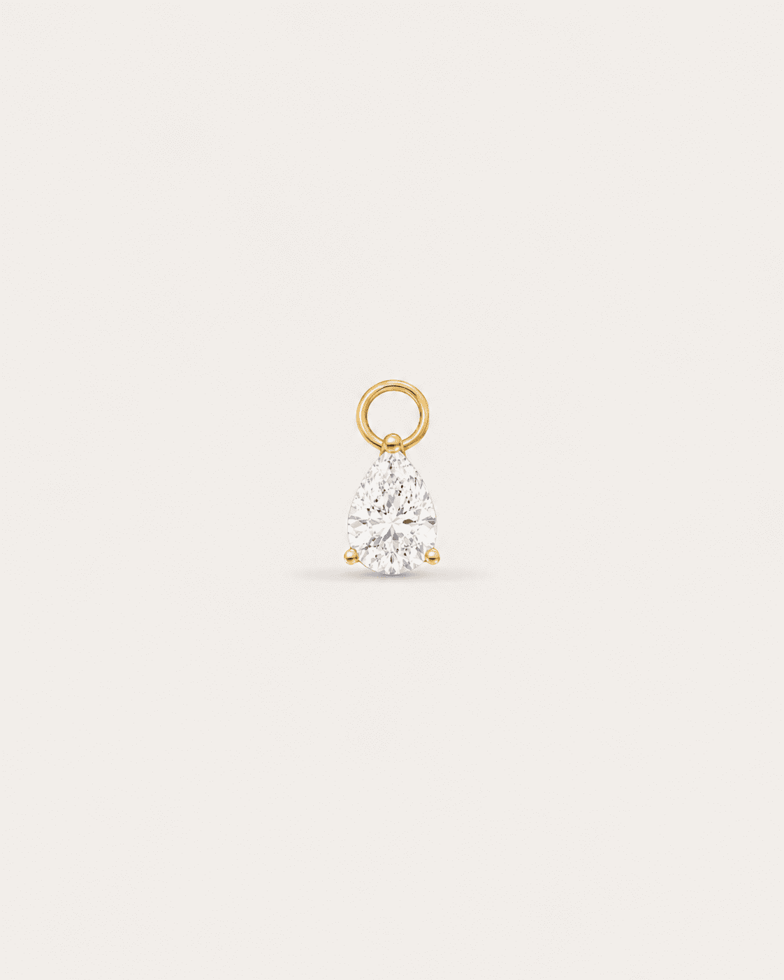 Charm LA POIRE Héritage — or jaune massif 14 carats diamant synthèse taille poire 0,15 ct D–E VS+ DYAMKA