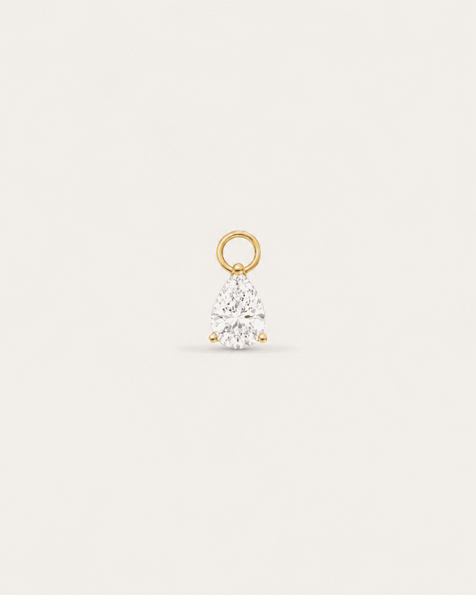 Charm LA POIRE Héritage — or jaune massif 14 carats diamant synthèse taille poire 0,15 ct D–E VS+ DYAMKA