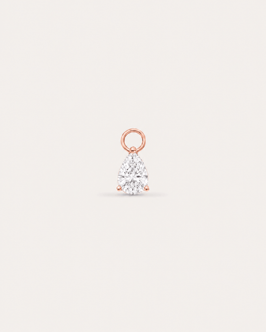 Charm LA POIRE Héritage — or rose massif 14 carats diamant synthèse taille poire 0,15 ct D–E VS+ DYAMKA
