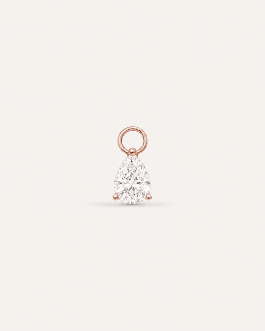 Charm LA POIRE Héritage — or rose massif 14 carats diamant synthèse taille poire 0,15 ct D–E VS+ DYAMKA