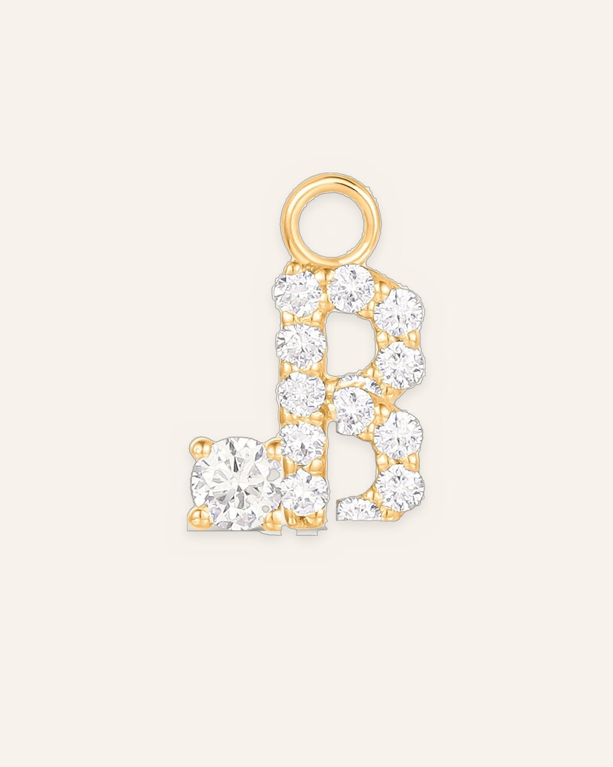 Charm lettre B en or massif 14 carats 585 jaune, pendentif initiale alphabet