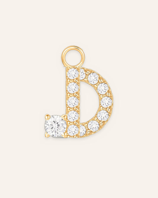 Charm lettre D en or massif 14 carats 585 jaune, bijou personnalisé