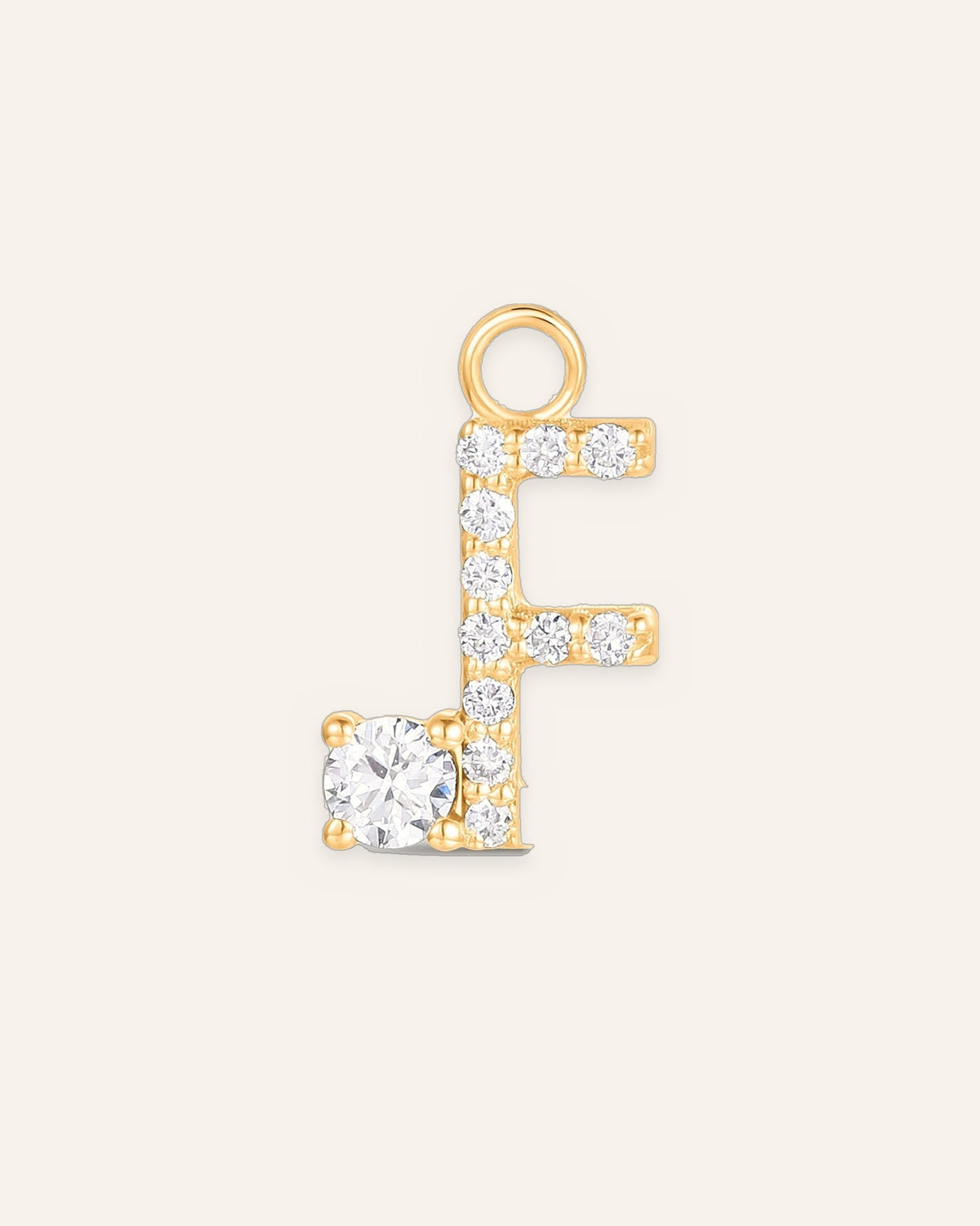 Charm lettre F en or massif 14 carats 585 jaune, pendentif initiale femme