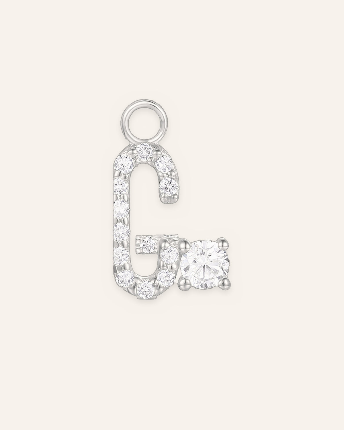 Charm lettre G en or massif 14 carats 585 blanc, bijou personnalisé