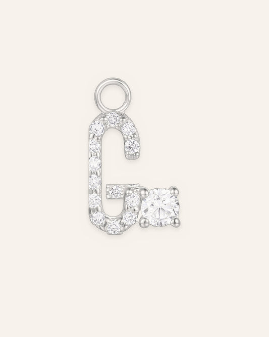 Charm lettre G en or massif 14 carats 585 blanc, bijou personnalisé