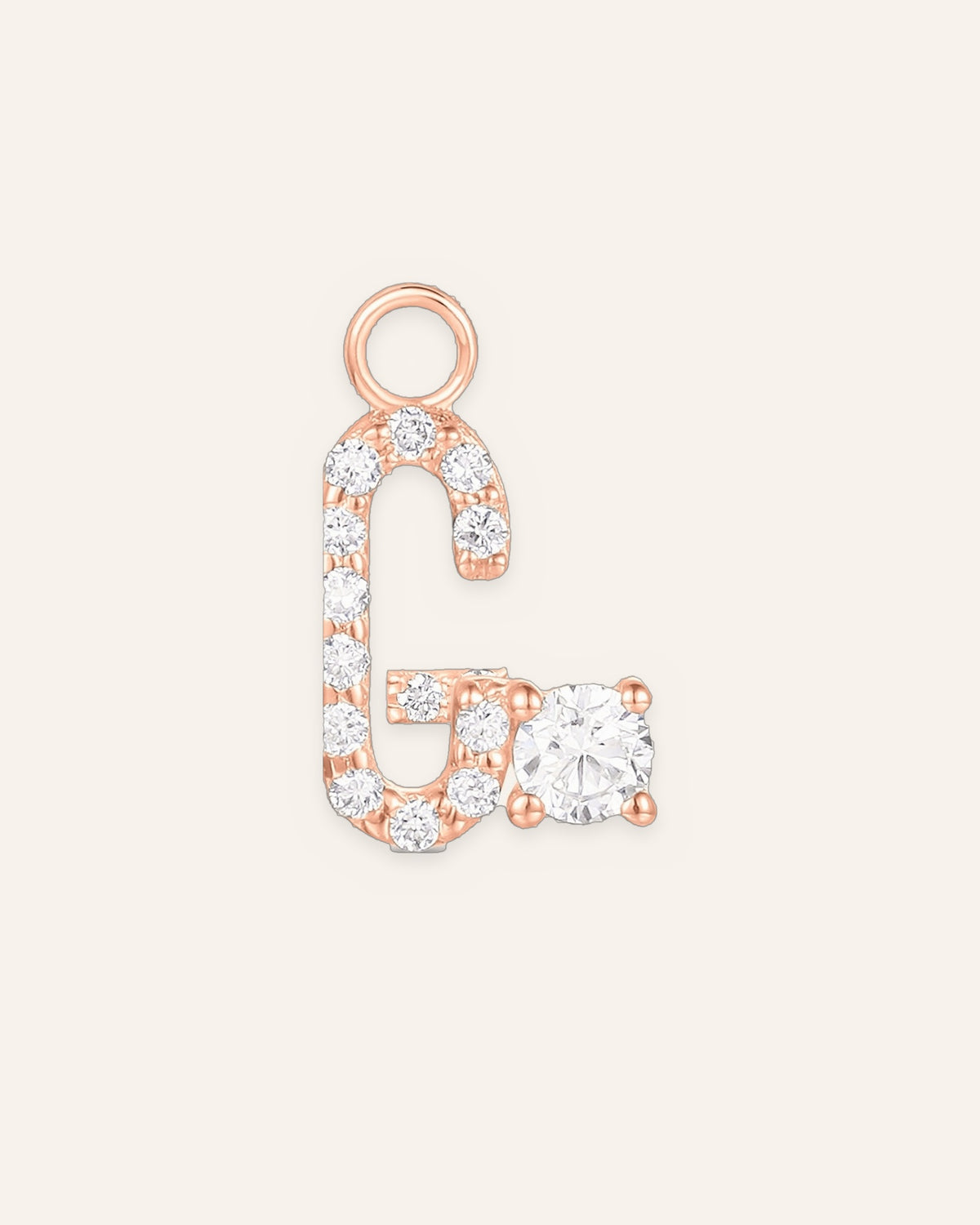 Charm lettre G en or massif 14 carats 585 rose, bijou personnalisé