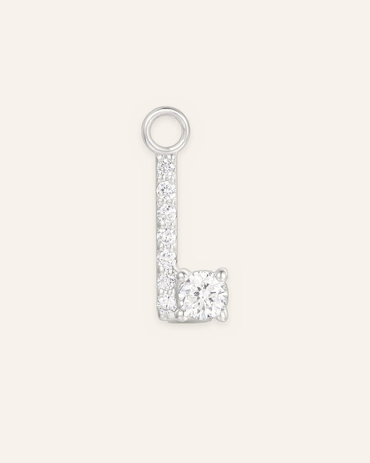 Charm lettre I en or massif 14 carats 585 blanc, pendentif initiale femme