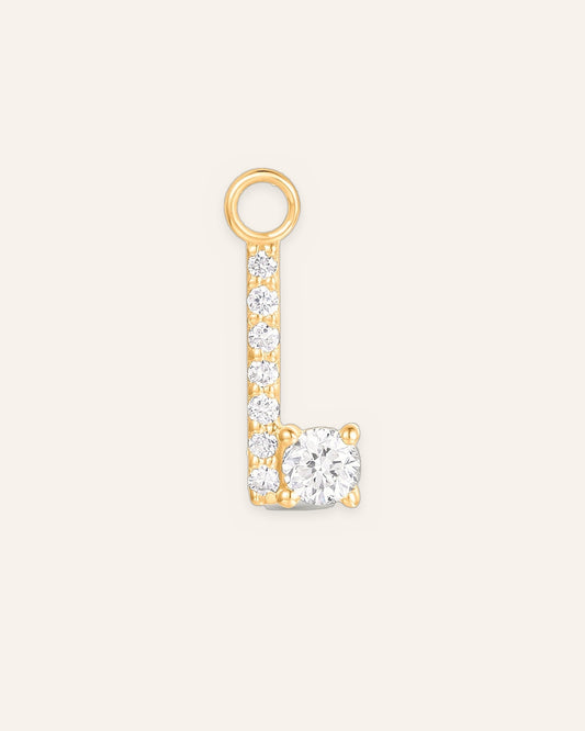 Charm lettre I en or massif 14 carats 585 jaune, pendentif initiale femme