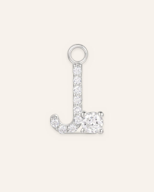 Charm lettre J en or massif 14 carats 585 blanc, bijou personnalisé