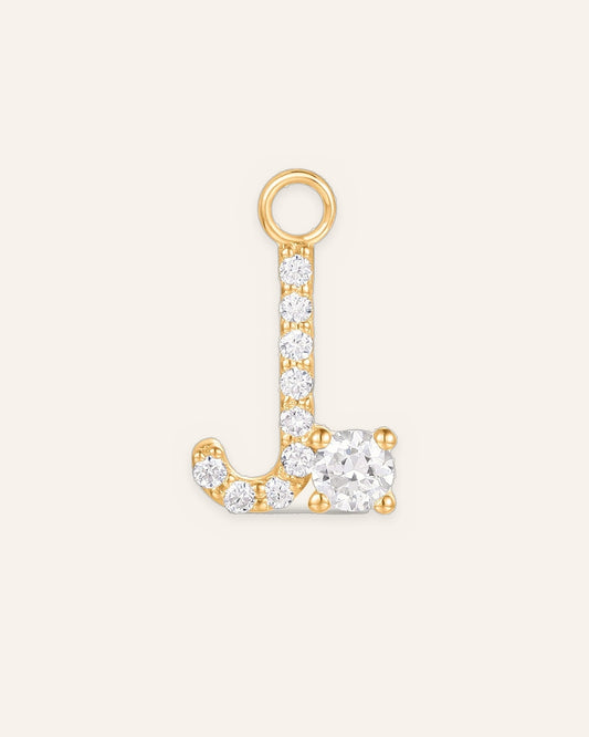 Charm lettre J en or massif 14 carats 585 jaune, bijou personnalisé