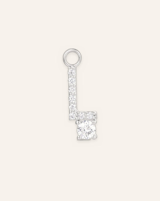 Charm lettre L en or massif 14 carats 585 blanc, pendentif initiale femme