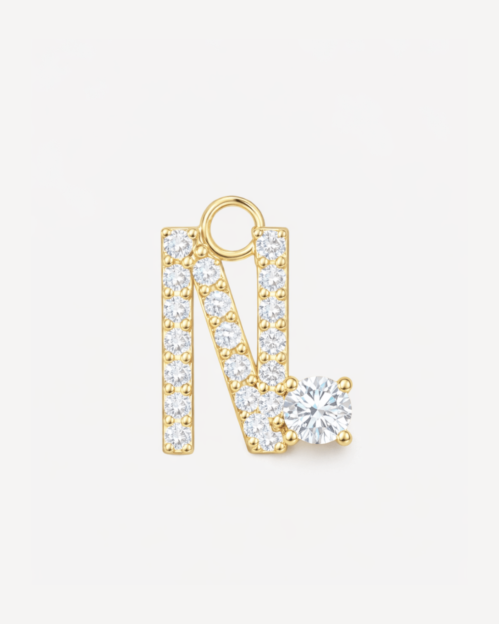 Charm lettre N en or massif 375 jaune, bijou personnalisé