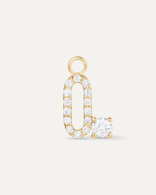Charm lettre O en or massif 375 blanc, bijou personnalisé