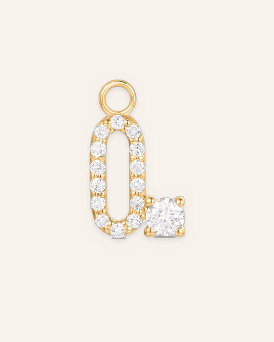 Charm lettre O en or massif 14 carats 585 jaune, pendentif initiale femme