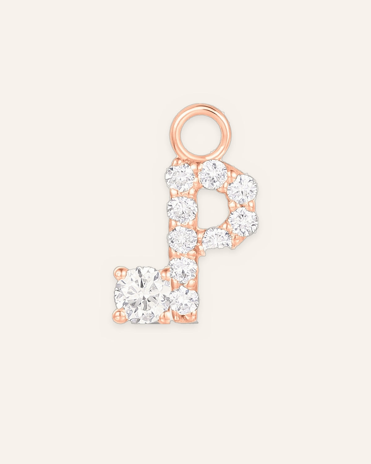 Charm lettre P en or massif 14 carats 585 rose, bijou personnalisé