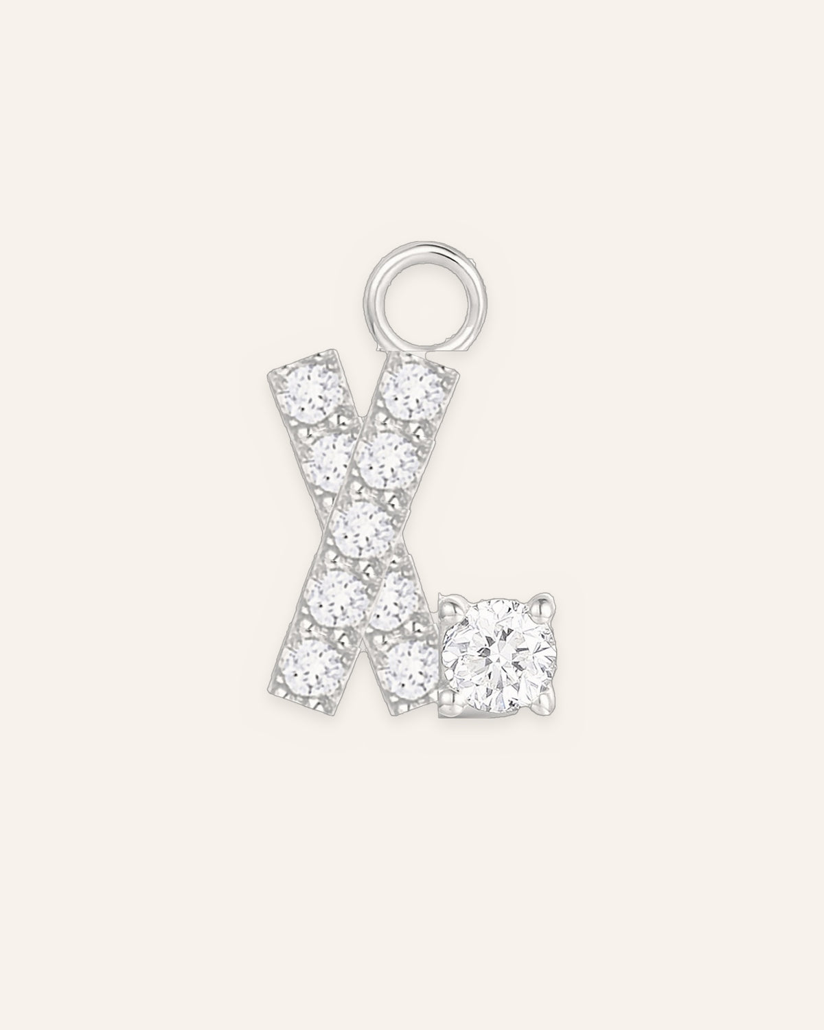 Charm lettre X en or massif 14 carats 585 blanc, pendentif initiale femme
