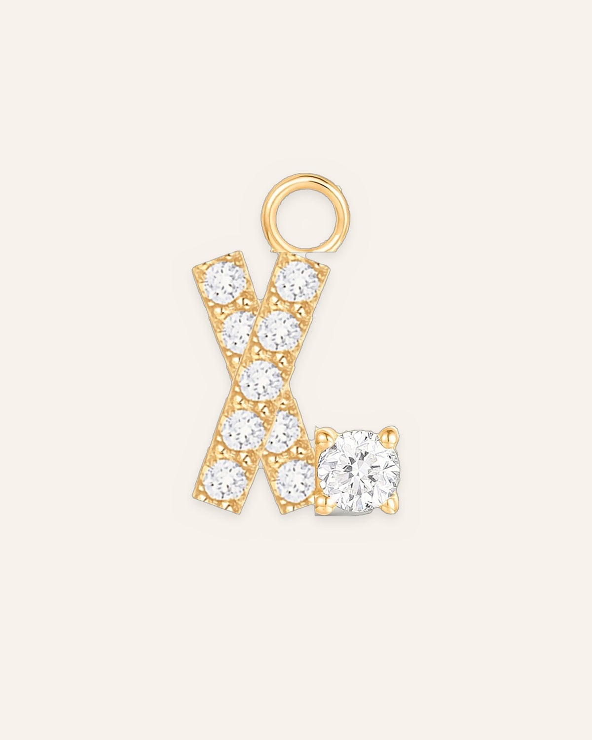 Charm lettre X en or massif 14 carats 585 jaune, pendentif initiale femme