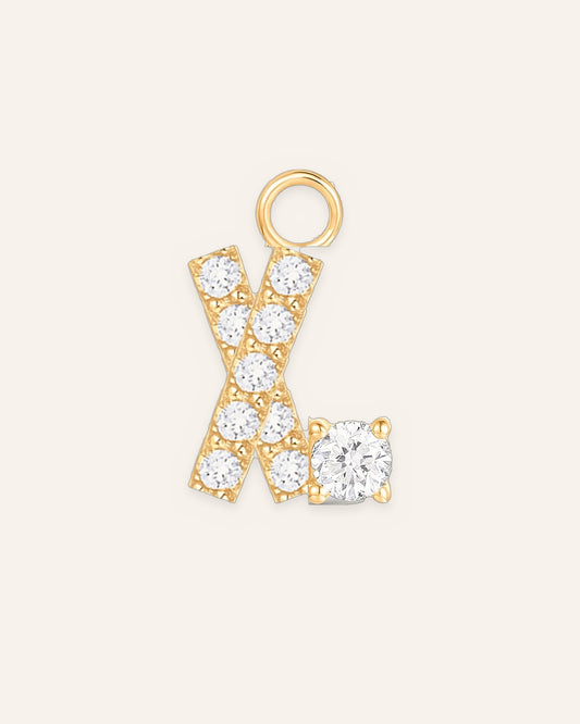 Charm lettre X en or massif 14 carats 585 jaune, pendentif initiale femme