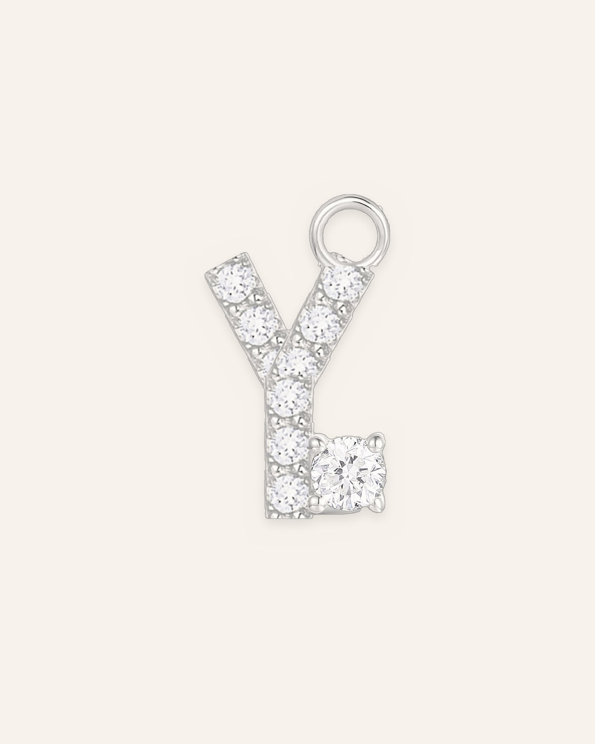 Charm lettre Y en or massif 14 carats 585 blanc, bijou personnalisé