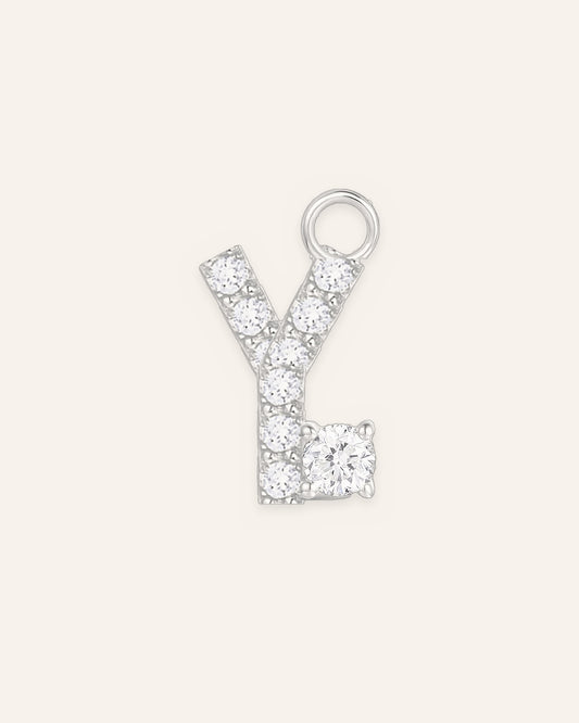 Charm lettre Y en or massif 14 carats 585 blanc, bijou personnalisé