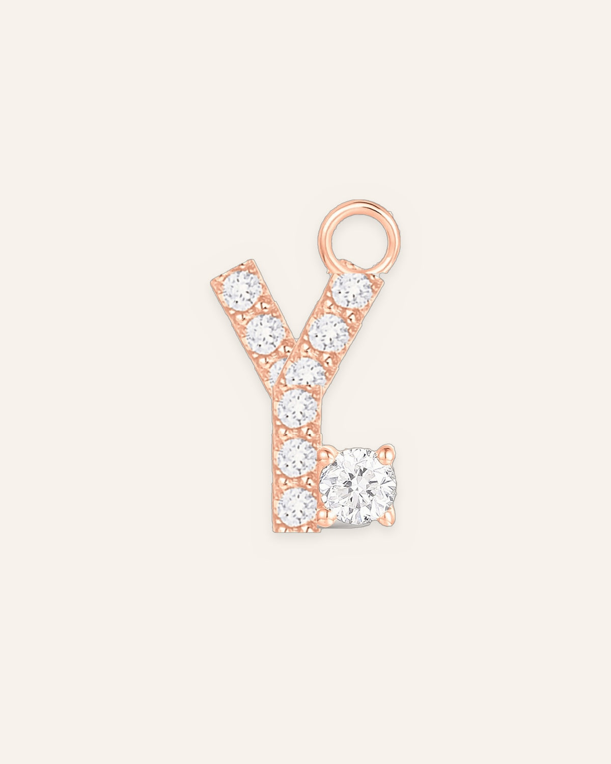 Charm lettre Y en or massif 14 carats 585 rose, bijou personnalisé