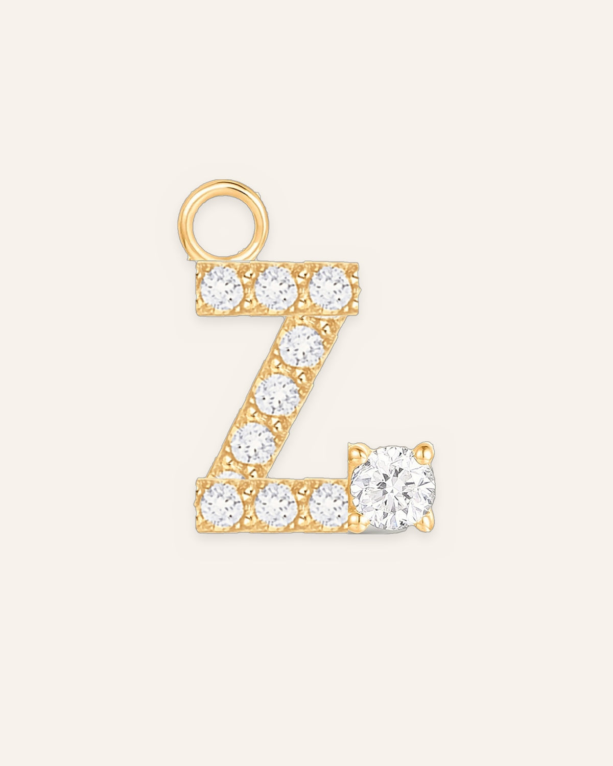 Charm lettre Z en or massif 14 carats 585 jaune, pendentif initiale alphabet