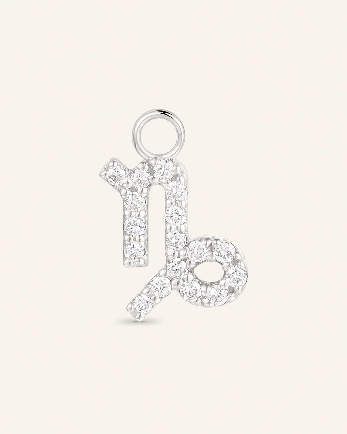 Charm signe astrologique Capricorne en or massif 14 carats 585 blanc