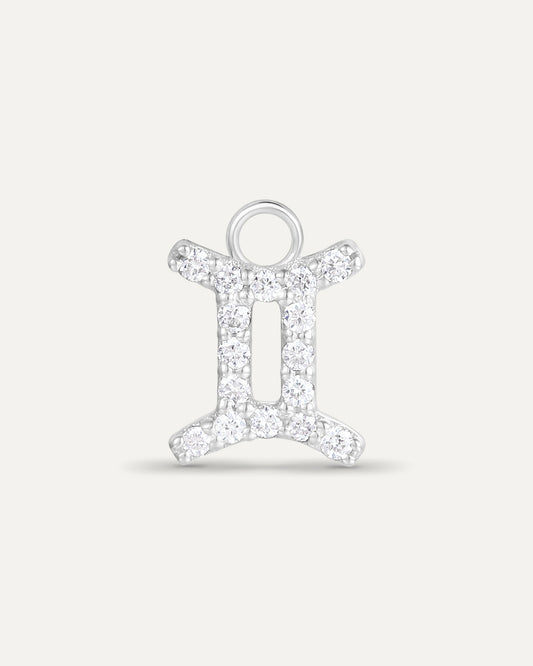 Charm signe astrologique Gémeaux en or massif 375 blanc