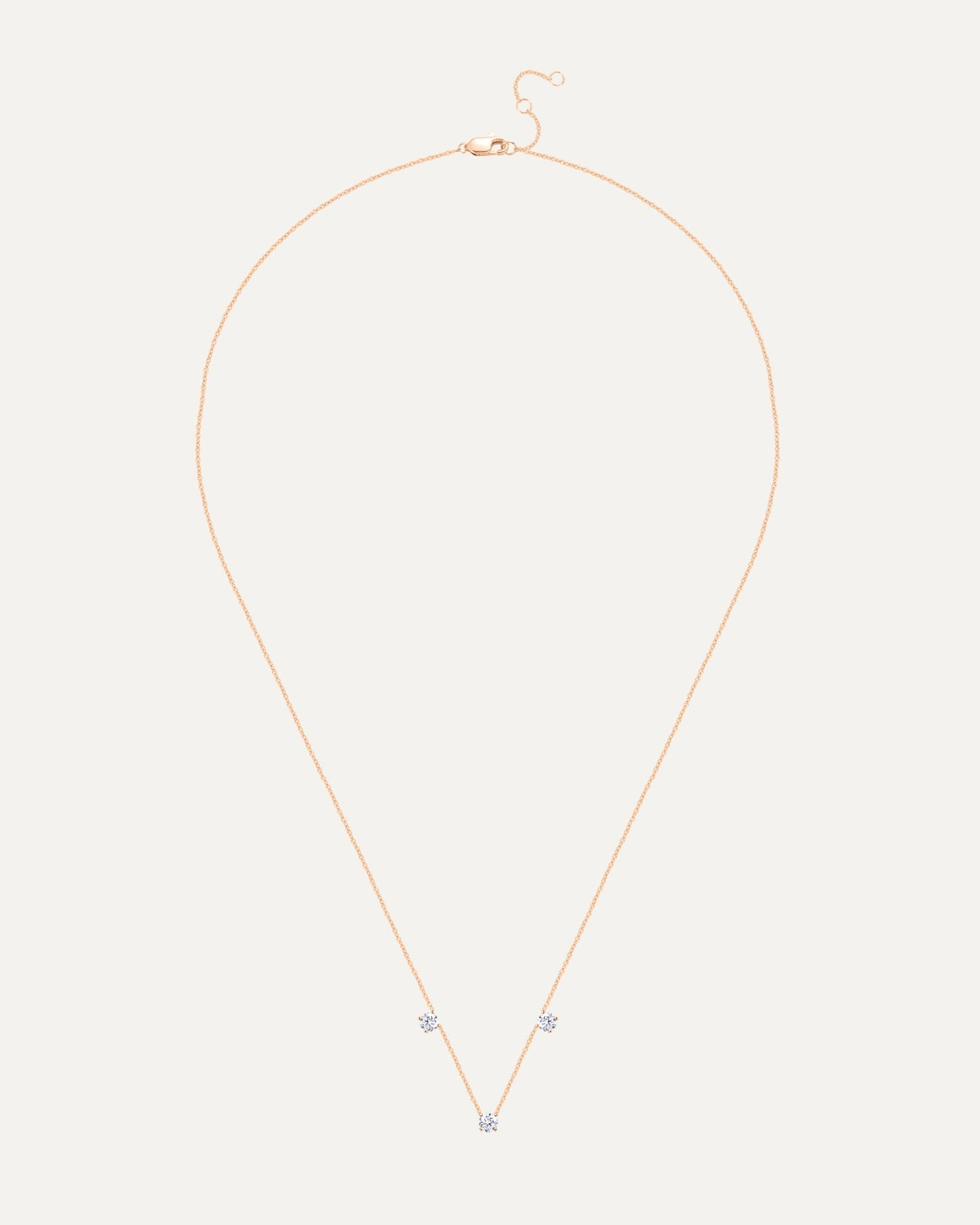 Collier 3 diamants 0,30 carat en or massif 375 rose réglable