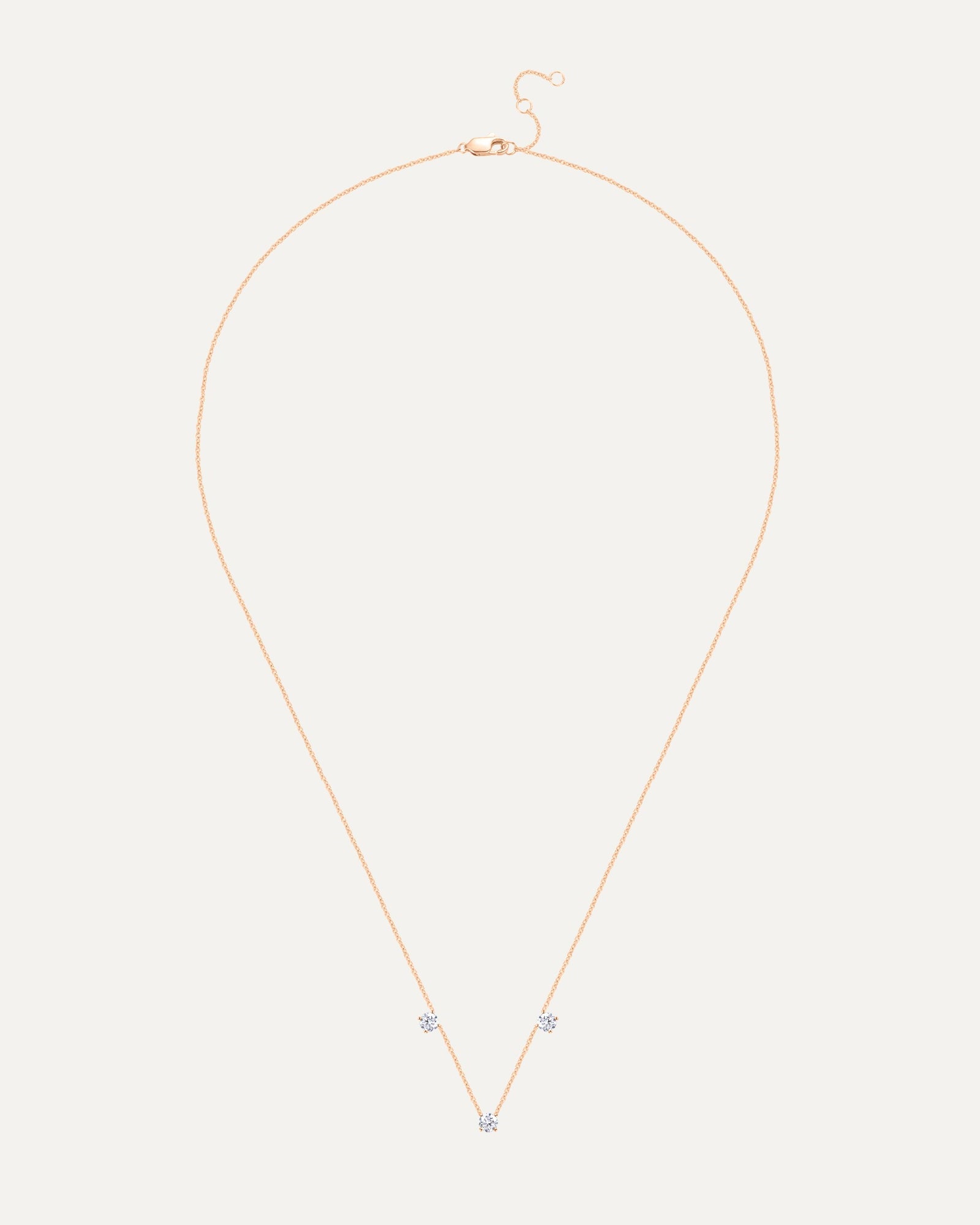 Collier 3 diamants 0,30 carat en or massif 375 rose réglable