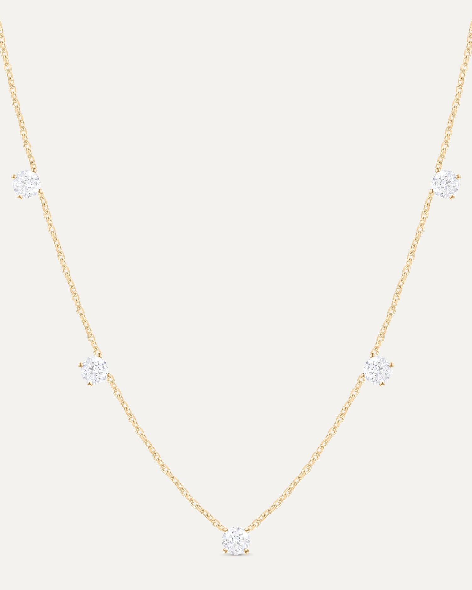 Collier 5 diamants en or massif 375 jaune, bijou minimaliste femme