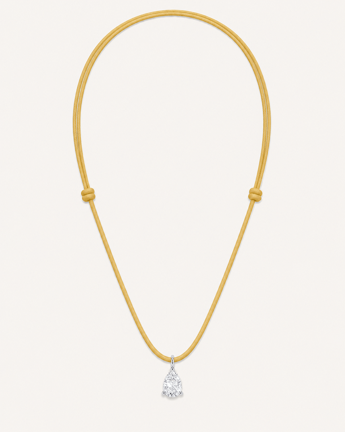 Collier cordon jaune LA POIRE Signature — or blanc massif 14 carats diamant synthèse taille poire 0,50 ct D–E VS+ DYAMKA