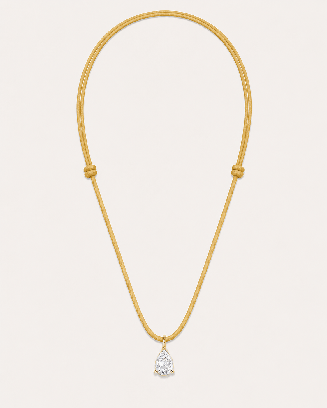 Collier cordon jaune LA POIRE Signature — or jaune massif 14 carats diamant synthèse taille poire 0,50 ct D–E VS+ DYAMKA